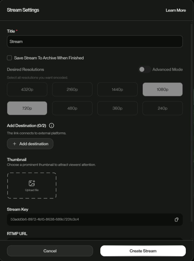 Stream Session Details