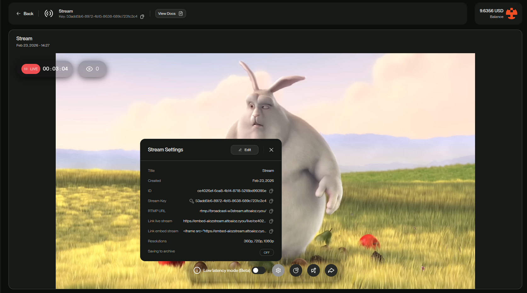 Stream Settings Popup